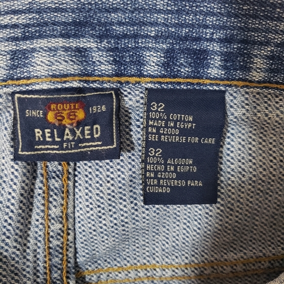 ROUTE 66 CUTOFF Shorts DENIM PINSTRIPE SHORTS HIGH RISE 32 frayed hem - Picture 8 of 8